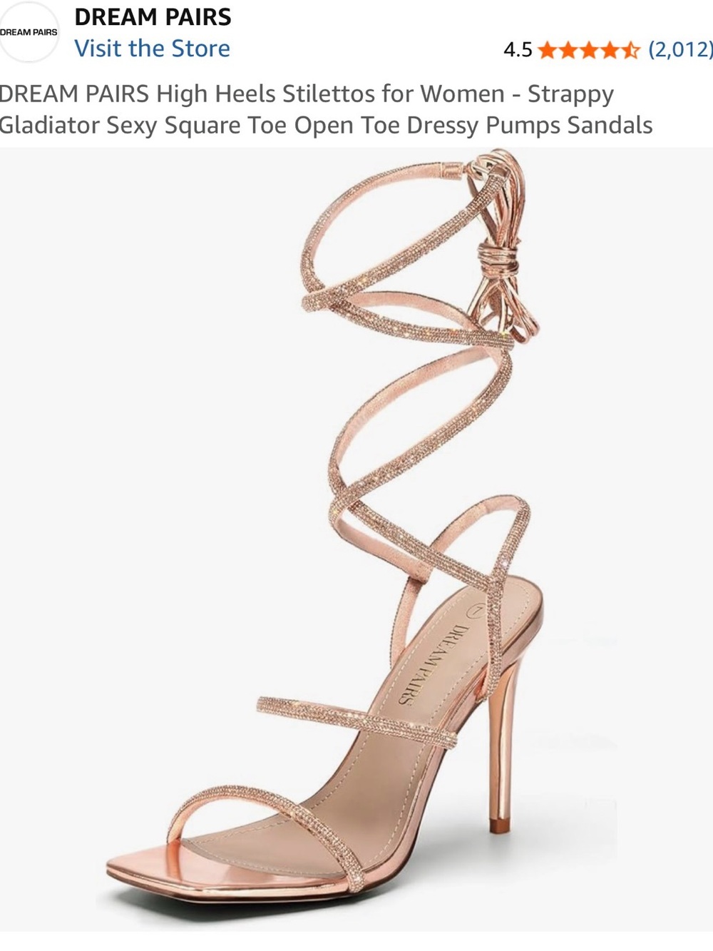 Dream Pairs Rose Gold Metallic Wrap-Around Stiletto Sandals